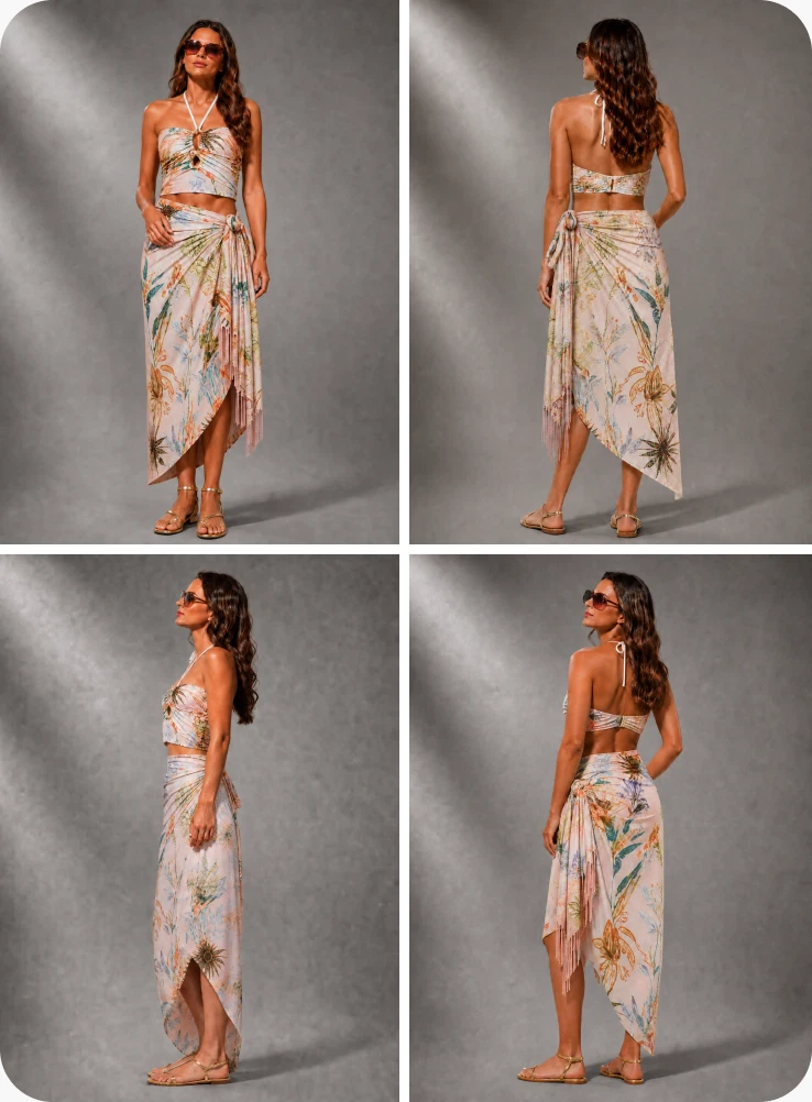 AI-generated model wearing the selected outfit